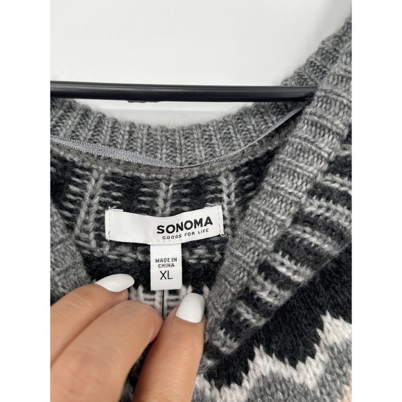 SONOMA Gray/Black/Peach/Tan/Rose Gold Sweater, XL - Picture 2 of 8